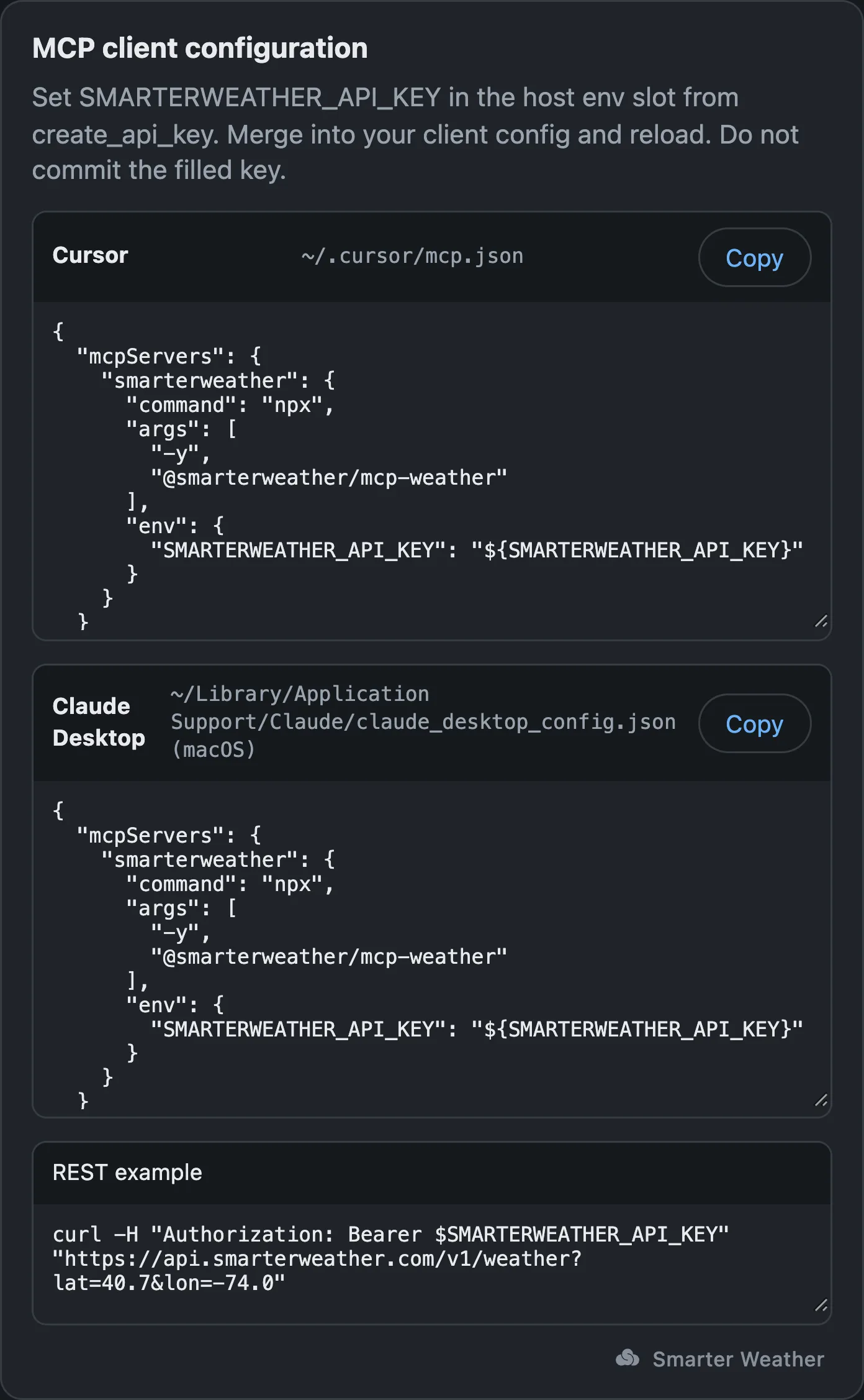 MCP configuration widget