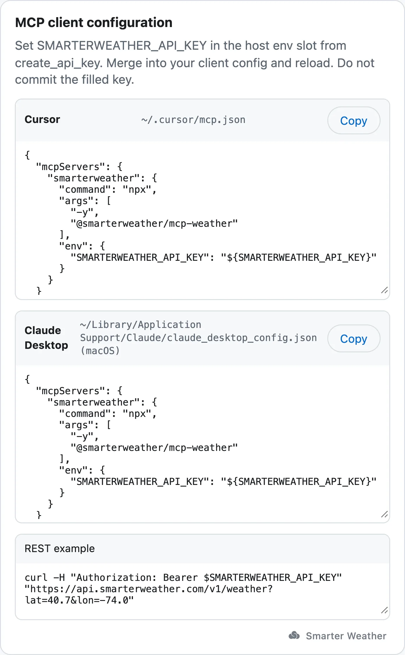 MCP configuration widget