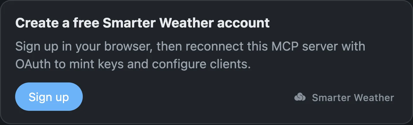 Agent onboarding MCP sign-up tool
